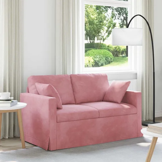 Lyserød fløjlssofa 138x78x80 cm – Moderne komfort