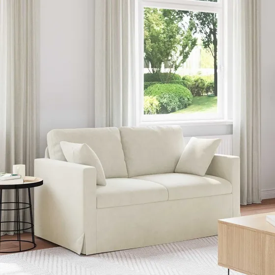 Fløjlssofa creme 138x78x80 cm – modulær komfort