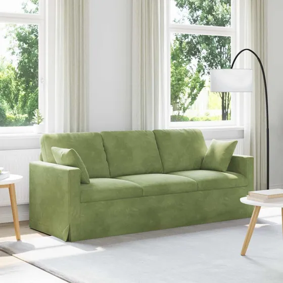 Moderne fløjlssofa lys grøn 198 x 78 x 80 cm