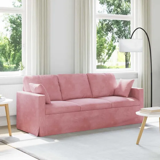 Lyserød fløjlssofa 198x78x80 cm med metalramme