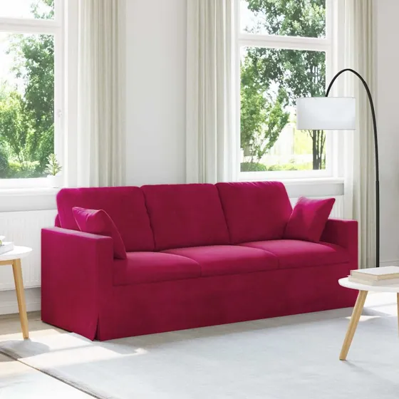 Vinrød fløjlssofa 198x78x80 cm – moderne komfort