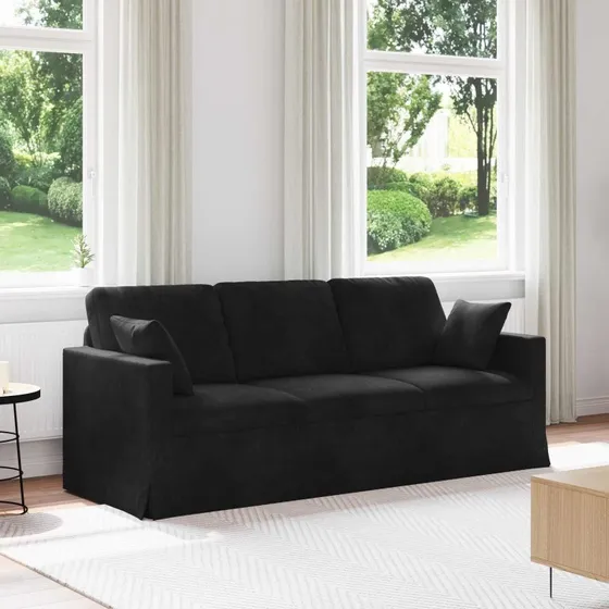 Moderne sort fløjlssofa 198x78x80 cm - metalramme