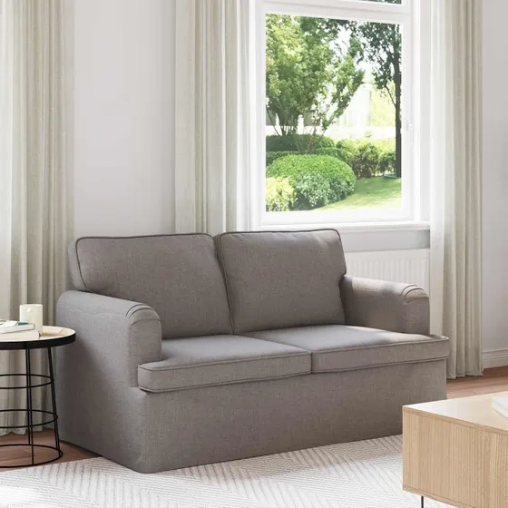 Moderne gråbrun sofa i stof med metalramme 144x80x85 cm
