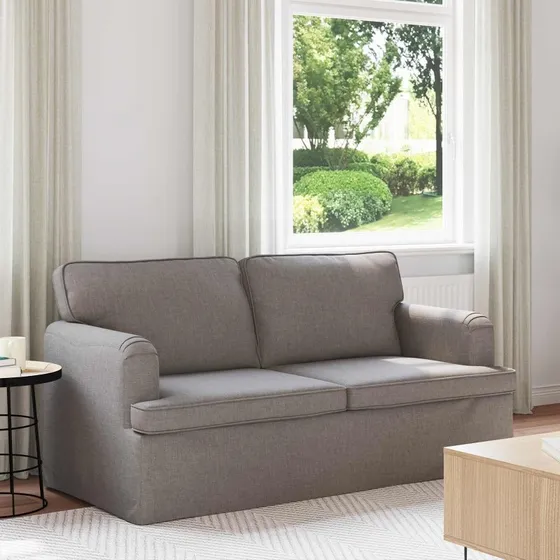 Gråbrun sofa 140 cm i stof med metalramme