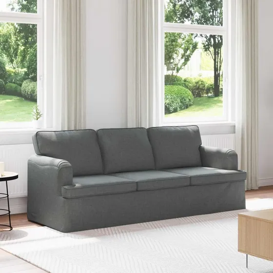 Mørkegrå stofsofa med metalramme 201x80x85 cm