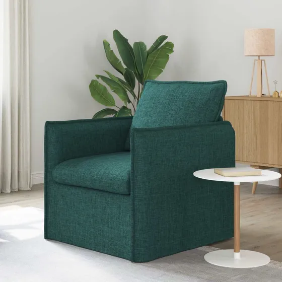 Mørkegrøn stofsofa 195x82x85 cm med sort metalramme