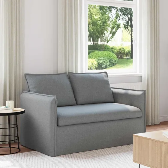 Lysegrå moderne sofa med sort metalramme (136/195 cm)
