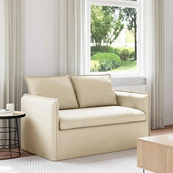 Creme sofa 136x82x85 cm med sort metalramme