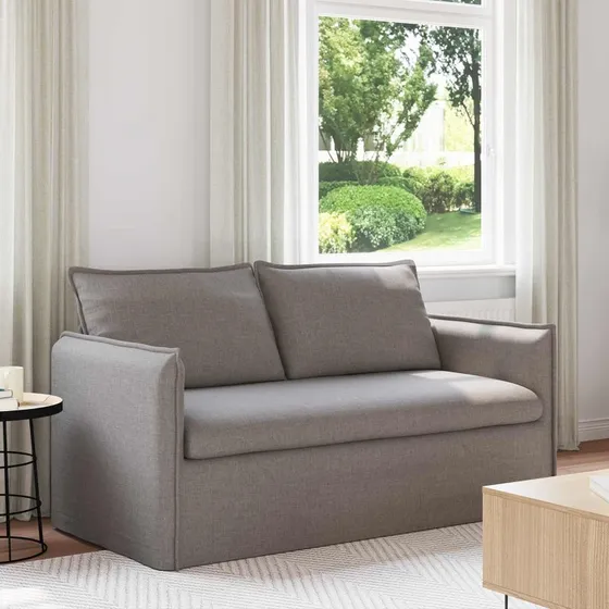 Moderne gråbrun sofa med sort metalramme 195x82x85 cm