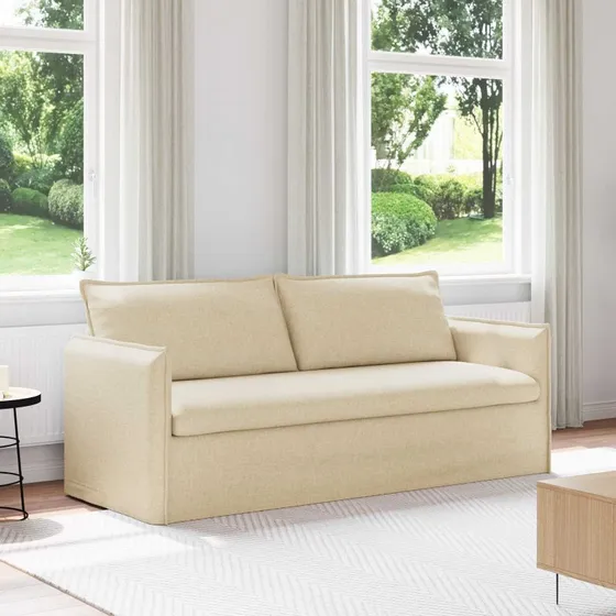 Moderne creme sofa 195 x 82 x 85 cm med sort ramme