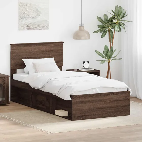 Sengestel med hovedgærde Brun eg 75x190 cm