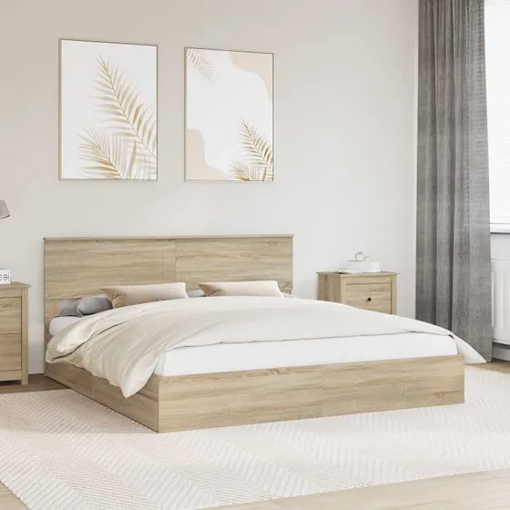 Opbevaringsseng Sonoma eg 180x200 cm – konstrueret træ