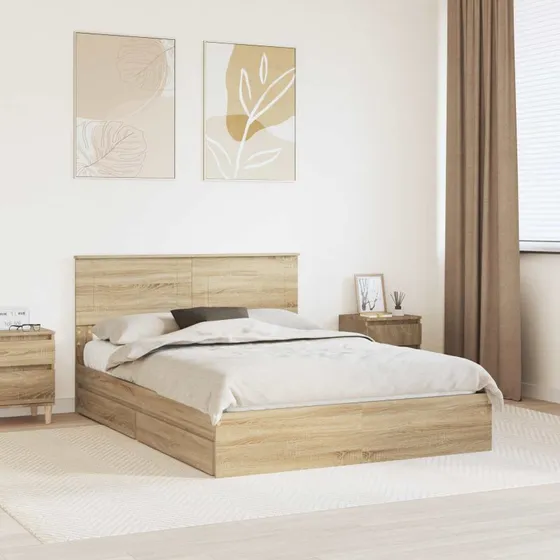 Opbevaringsseng Sonoma eg 150x200 cm – Konstrueret træ