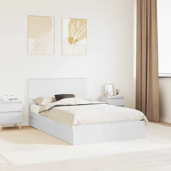 Opbevaringsseng med skuffe 120x190 cm – Hvid, konstrueret træ