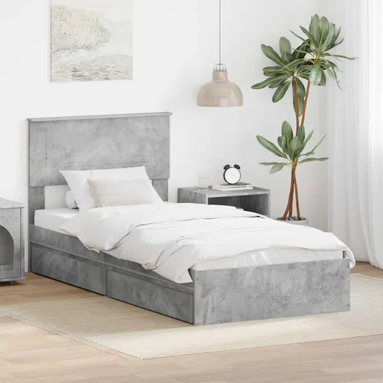 Opbevaringsseng Betongrå 90x200 cm - konstrueret træ