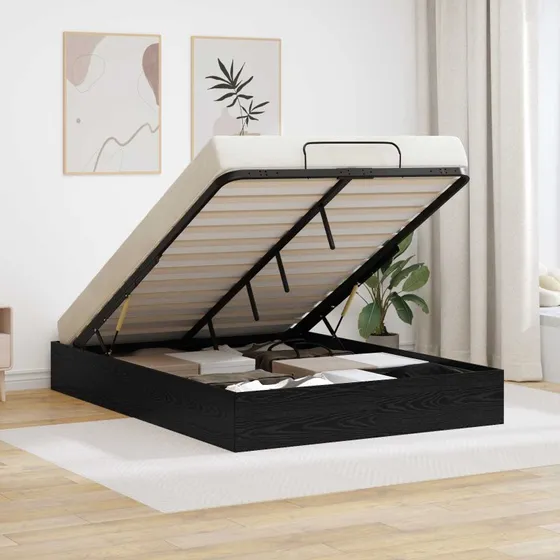 Ottoman sengestel Sort Eg 120 x 203 cm – Konstrueret træ