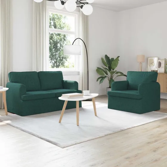 Sofa sæt 2-pak Mørkegrøn stof/metal 144x80x85 cm