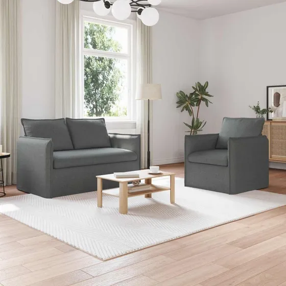 Sofasæt 2 dele Mørkegrå 196x82x85 cm - Modulær stof