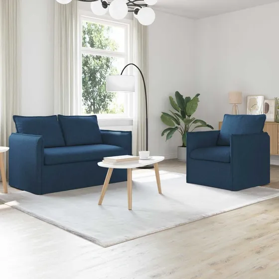 Blåt 2-personers sofasæt 196x82x85 cm - stof
