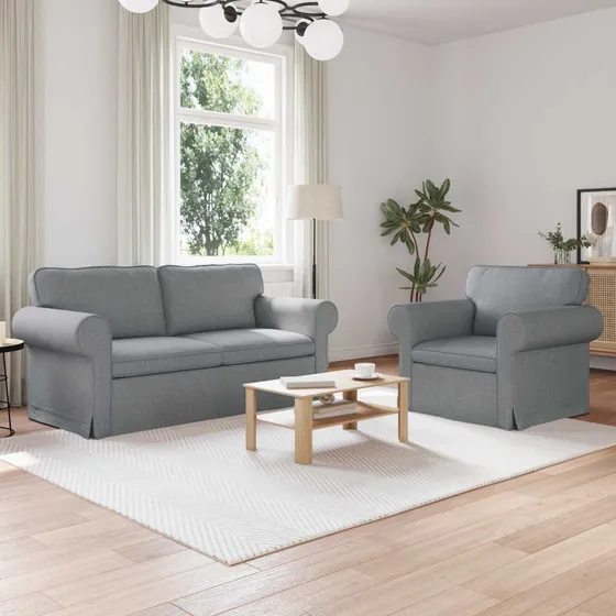 Lysegrå 2-personers sofa sæt i stof 175x82x80 cm