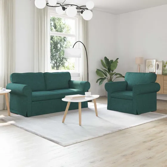 Sofa sæt 2-personer mørkegrøn stof 175x82x80 cm