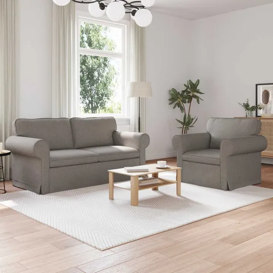 Sofa sæt 2-pers gråbrun stof 175x82x80 cm – modulær