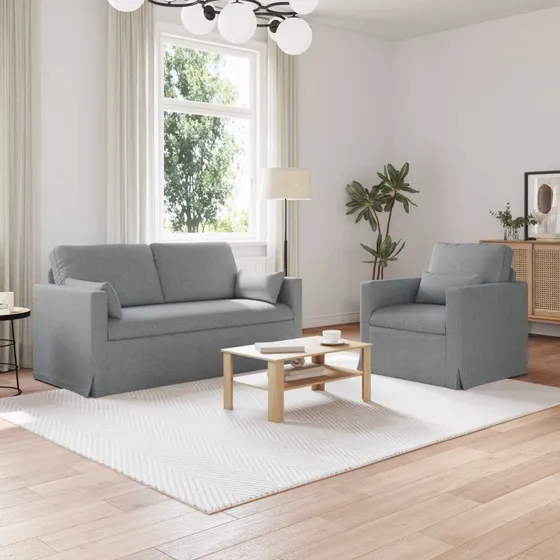 Lysegrå 2-personers modulsofa 158x78x80 cm - stof og metal