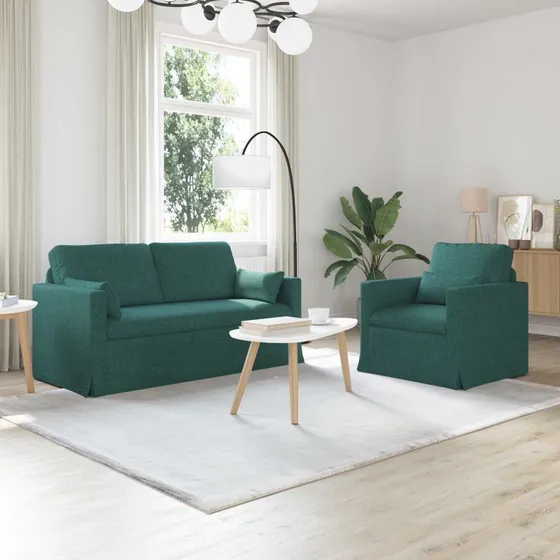 Mørkegrøn 2-personers sofa sæt 158x78x80 cm - stof & metal