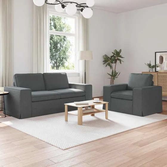 Sofasæt 2 stk Mørkegrå stof 182x80x82 cm