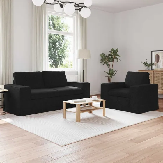 vidaXL 2-personers sofa sæt, sort stof 182x80x82 cm