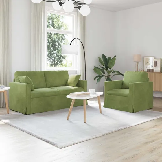 Lysegrøn 2-pak Velour Sofa 158x78x80 cm – Moderne Modulær