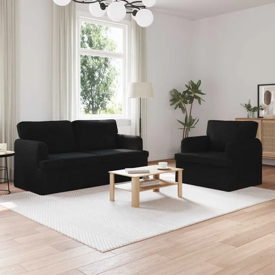 Modulsofa 2-pak sort stof og metal 162x80x85 cm