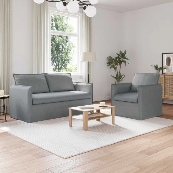 Sofasæt 2 dele Lysegrå stof 196x82x85 cm