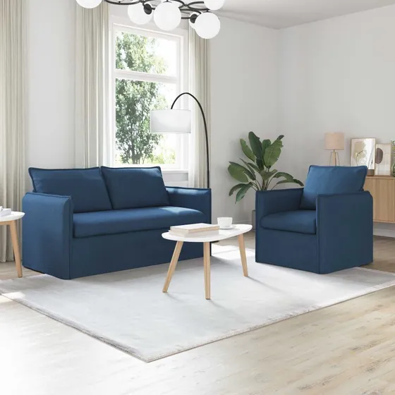 Sofasæt 2-pak Blå 196x82x85 cm - Stof