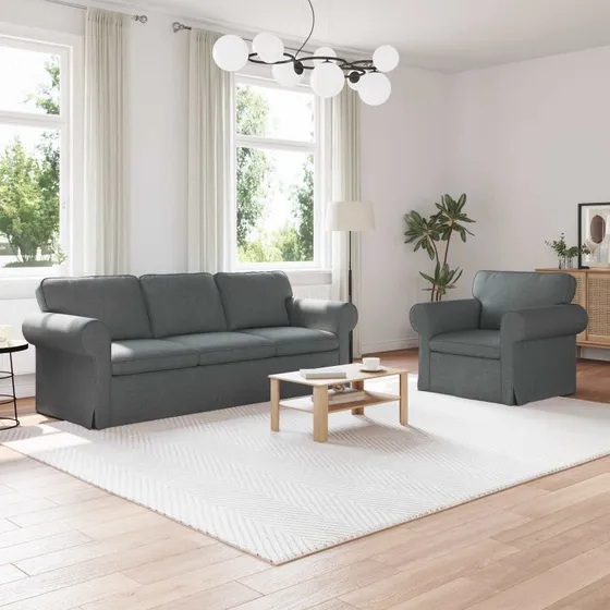 2-personers Sofa Sæt Mørkegrå 215x82x80 cm - Moderne Stof