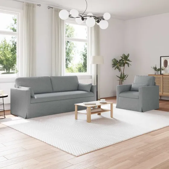 Lysegrå modulsofa 2-pers 198x78x80 cm