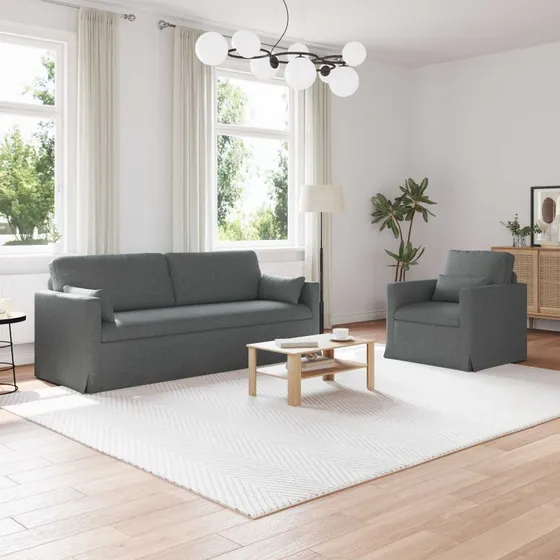 Modulær 2-personers sofa sæt 198x78x80 cm - Mørkegrå