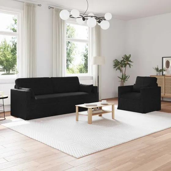 Modulsofa 2-pak sort 198x78x80 cm – stof & metal