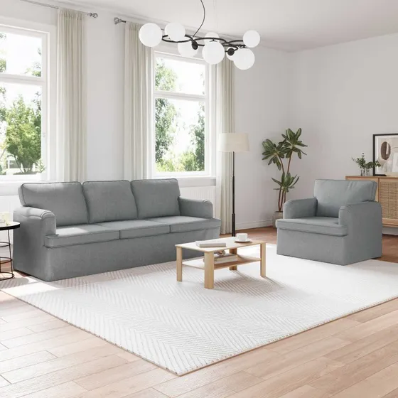 2-pcs Lysegrå Modulsofa i Stof 144x80x85 cm