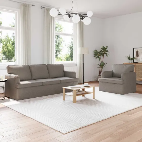 Modulært 2-personers sofa sæt gråbrun (stof & metal)