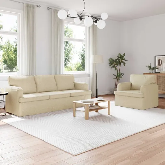 2-personers sofa sæt creme - stof & metal