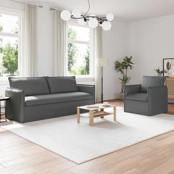 Sofasæt 2-pak Mørkegrå 196×82×85 cm