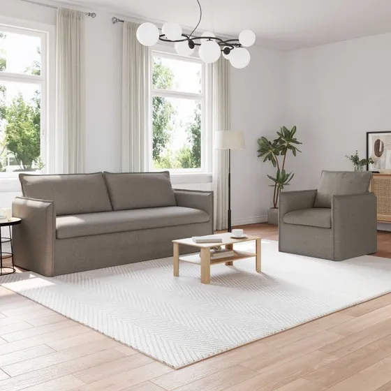 Sofa sæt 2 stk gråbrun 196x82x85 cm - stof