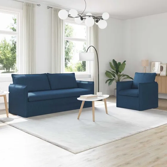 Sofasæt 2-pcs Blå stof med metalramme 196x82x85 cm