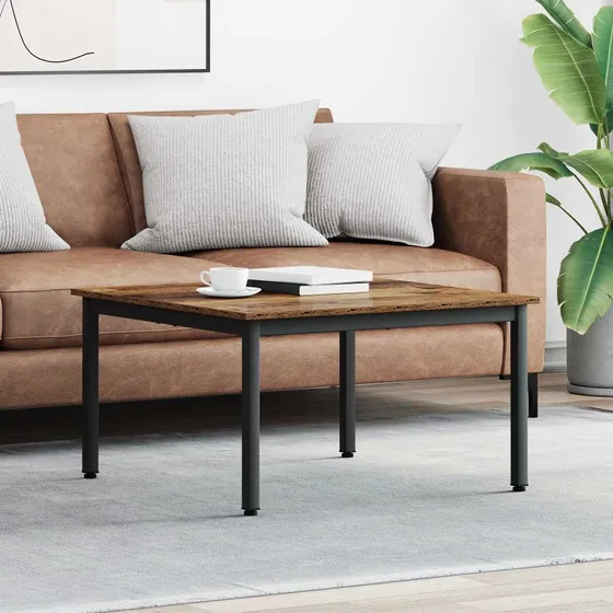 Sofabord 80x80 cm i gammel træstil – konstrueret træ