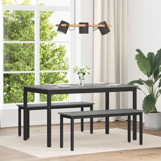 Rektangulrt spisebord med metalramme og troverflade