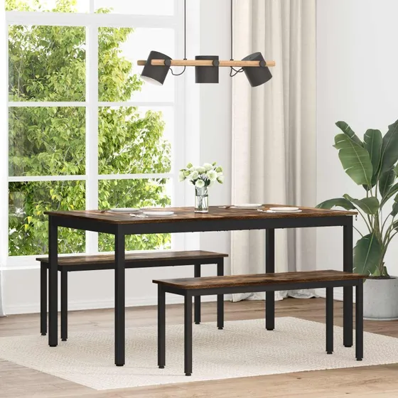 Spisebord METAL  rektangulrt med trbordplade