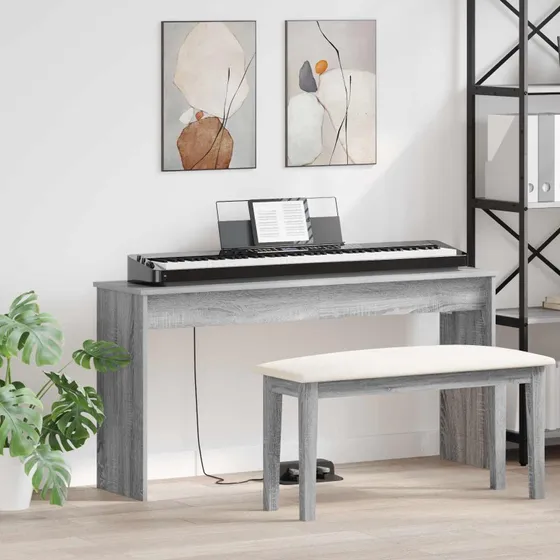 Tastaturstand i konstrueret træ – Grå Sonoma 130x32x64 cm