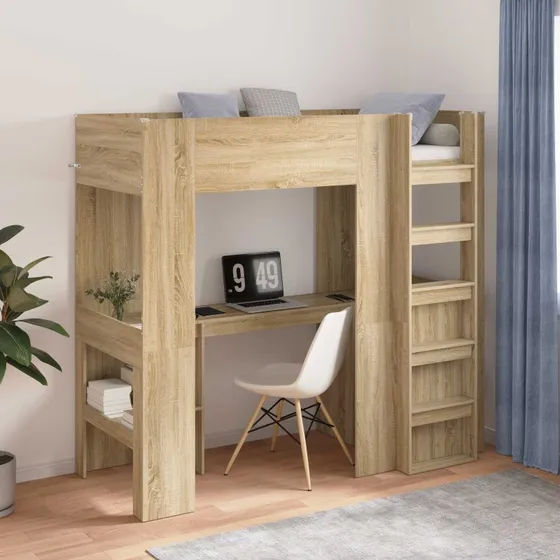 Loft seng med skrivebord Sonoma eg 100x200 cm