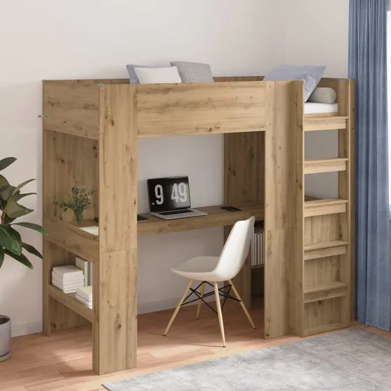 Artisan loftseng med skrivebord, egetræ 80/100x200 cm